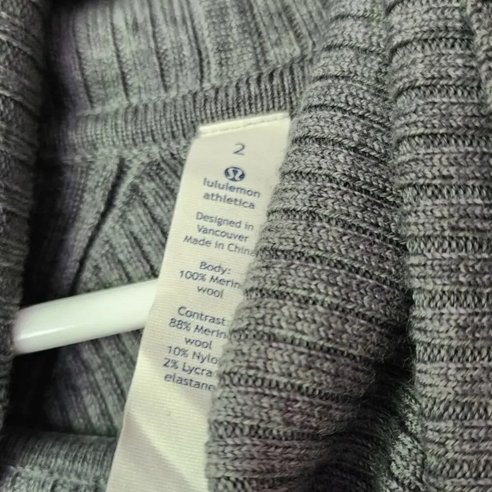Lululemon Sweat And Savasana Sweater Heathered Medium Grey Merino Wool Cashfeel